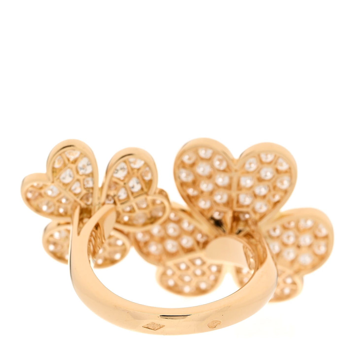 18K Yellow Gold Diamond Frivole Between The Finger Pave Ring 52 6