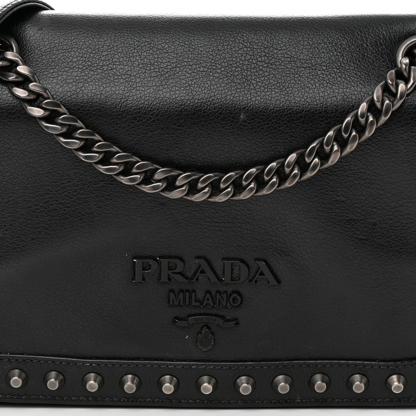Glace Calfskin Studded Crossbody Black