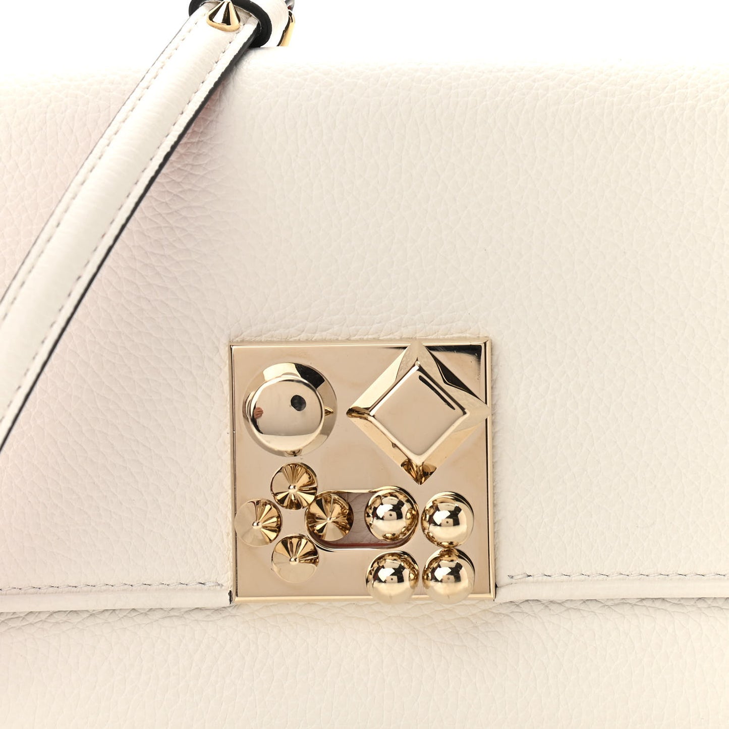 Calfskin Studded Flap Carasky Clutch White