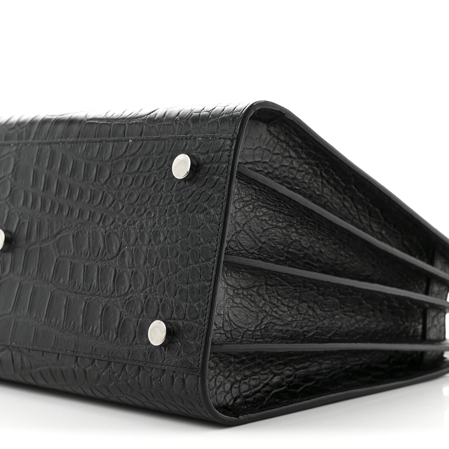 Calfskin Crocodile Embossed Small Sac de Jour Black