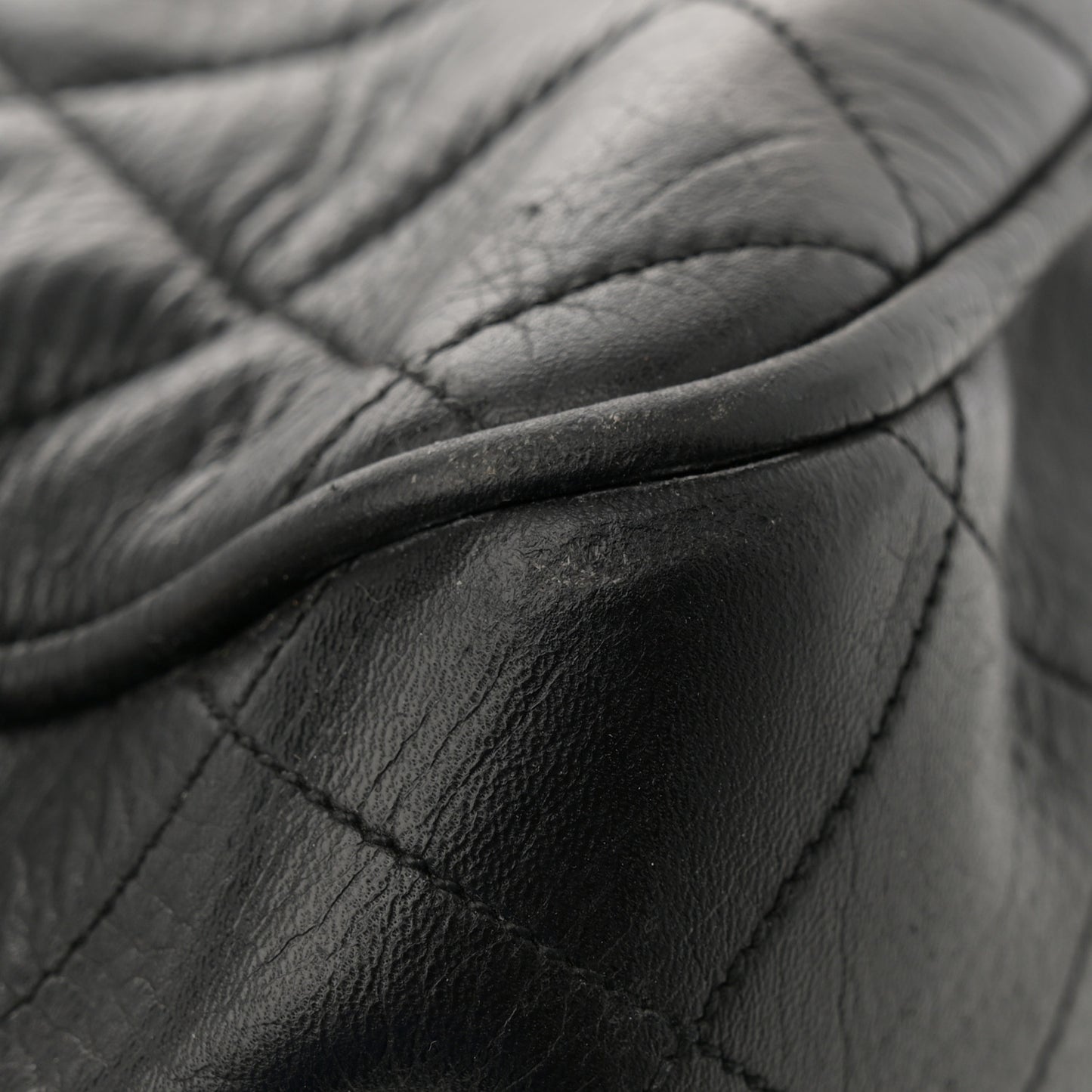 Lambskin Quilted Shopping Tote Black