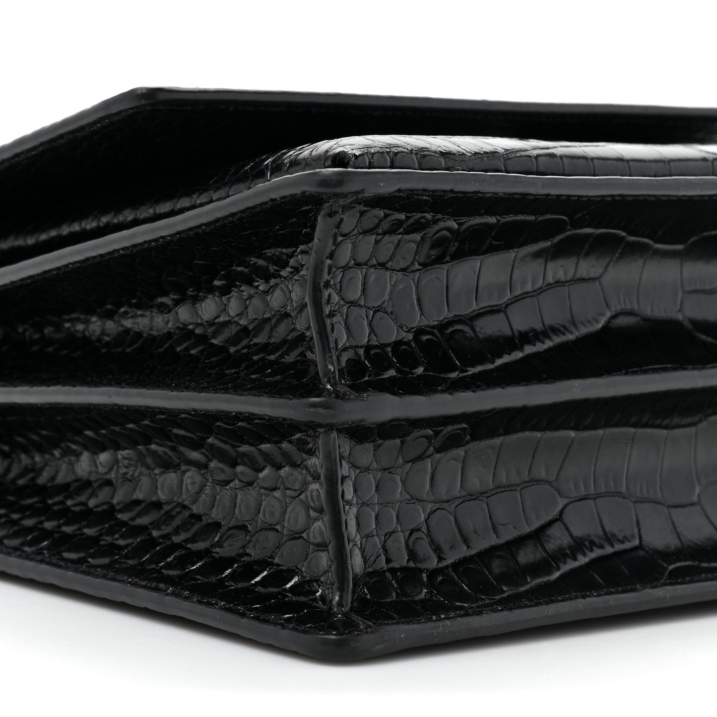 Calfskin Crocodile Embossed Medium Monochrome Monogram Sunset Black