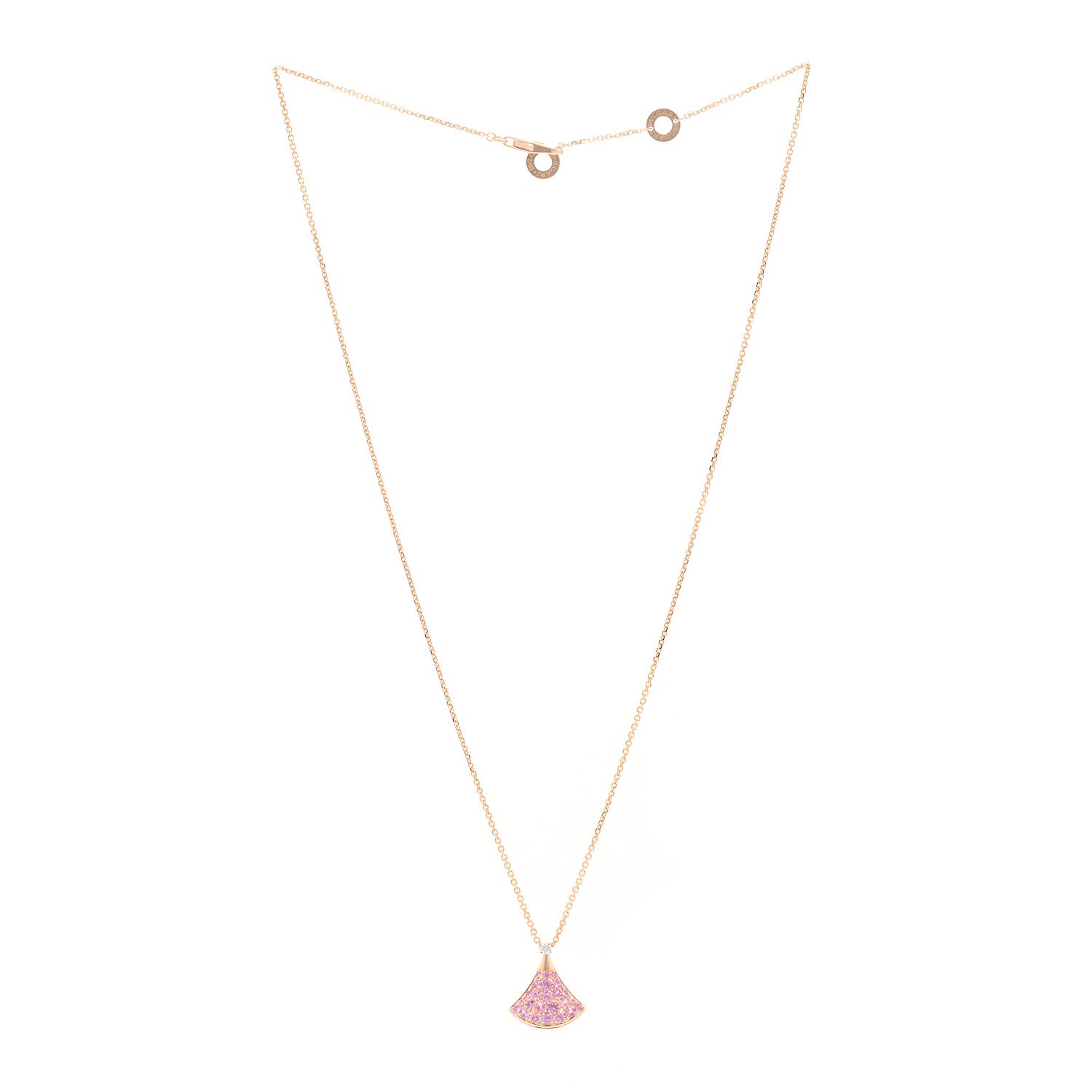 Bulgari 18K Rose Gold Diamond Pink Sapphire Divas' Dream Pendant Necklace 3 of 5