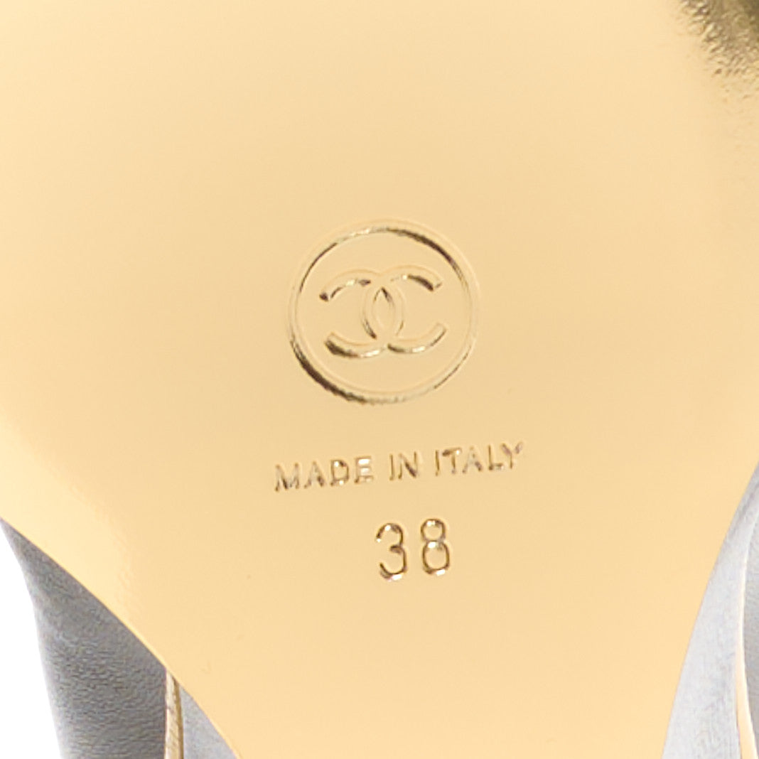 Lambskin Cap Toe Open Wedge 38 Grey Black