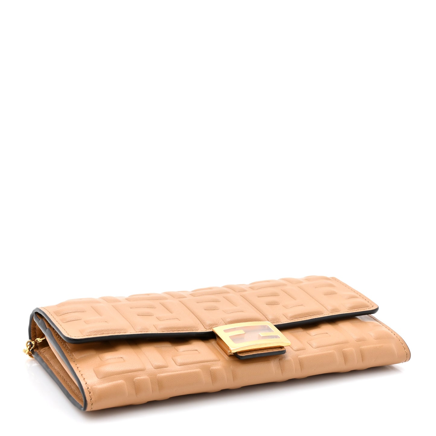 Nappa Matisse FF Embossed Continental Wallet On Chain Miele Scuro