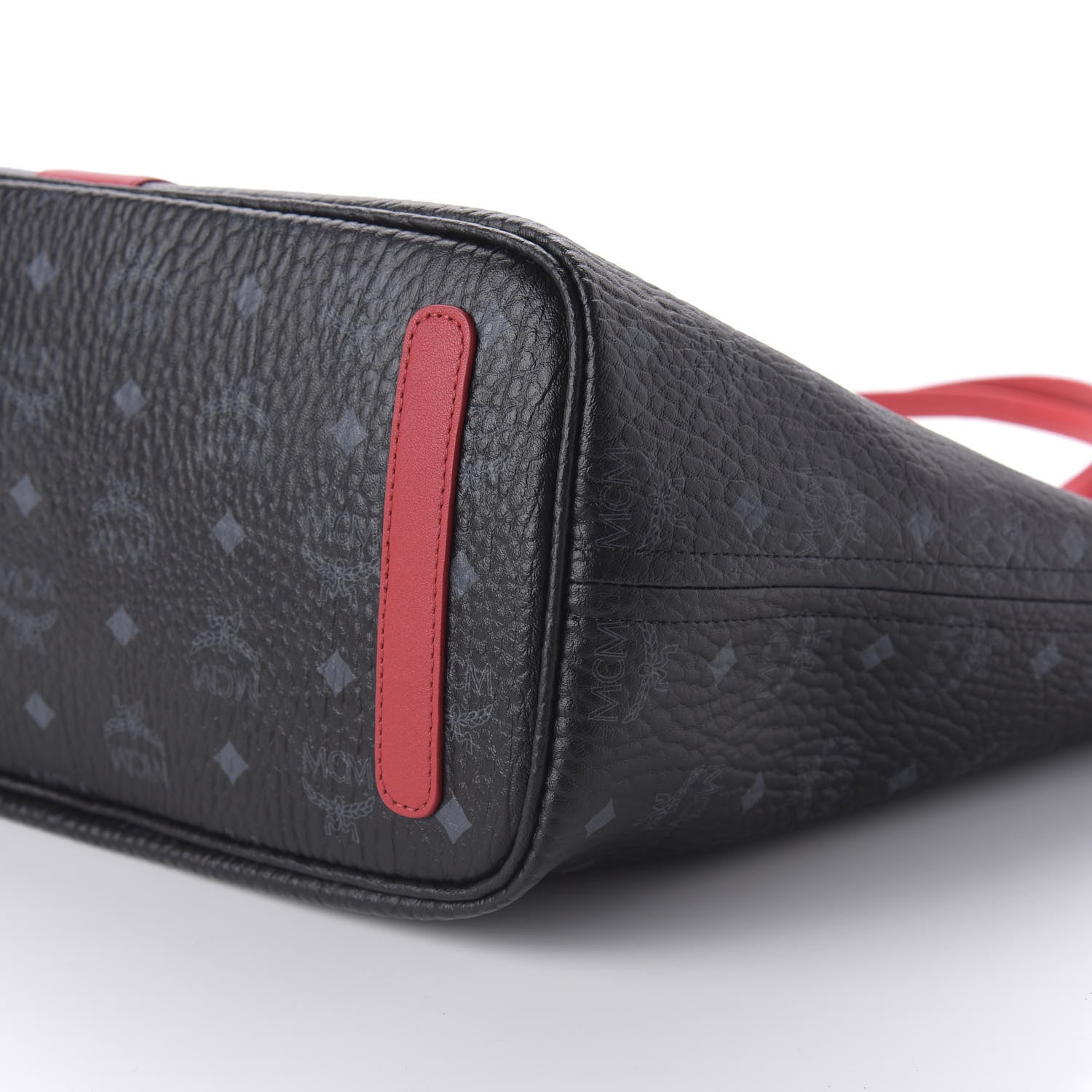 MCM Visetos Medium Liz Reversible Shopper Tote Black Red 7 of 15