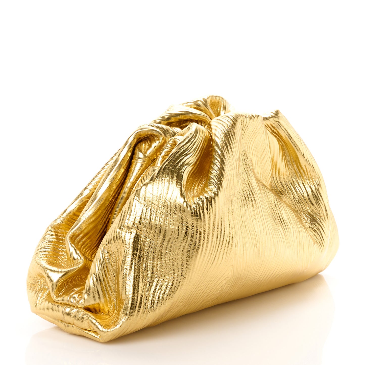 Metallic Bark Calfskin Embossed The Pouch Oversized Clutch Oro