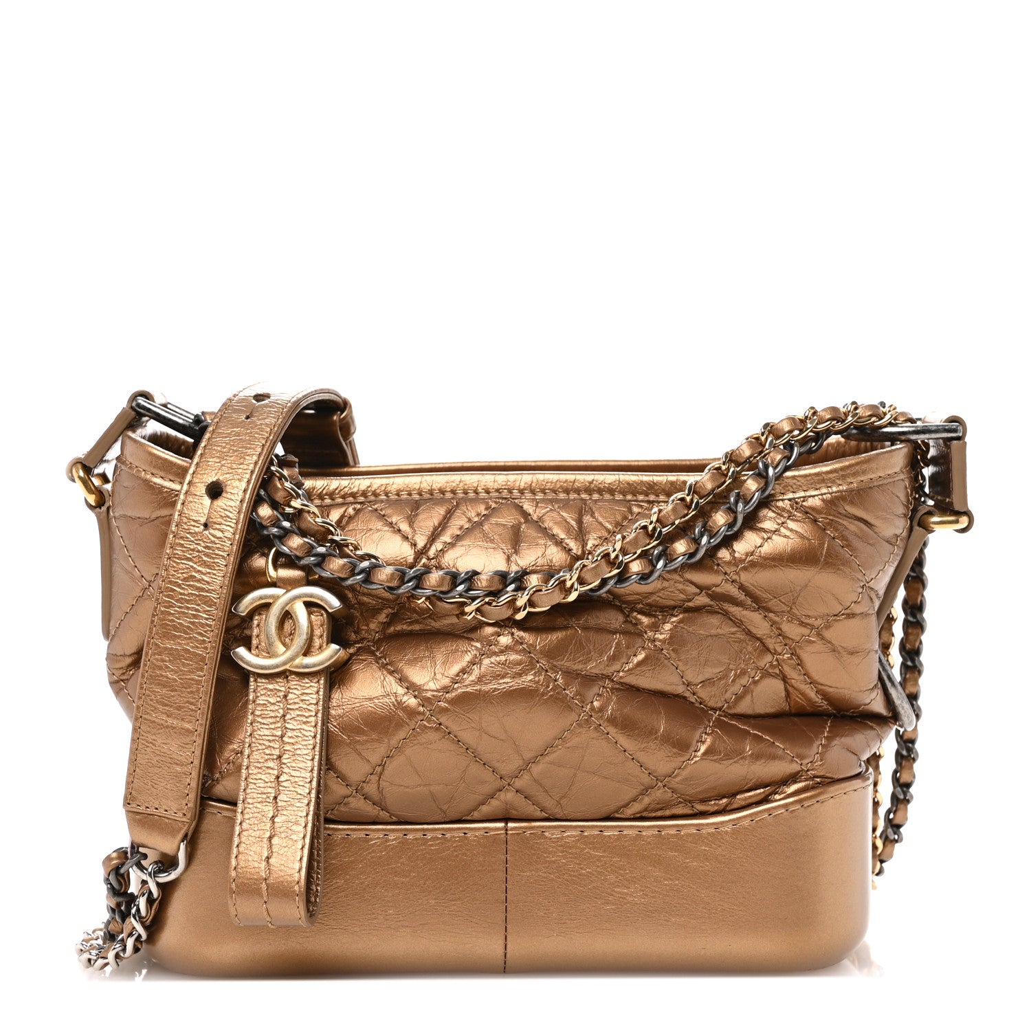 CHANEL パレオ Chanel Metallic Aged Calfskin Quilted Small Gabrielle Hobo Bronze
