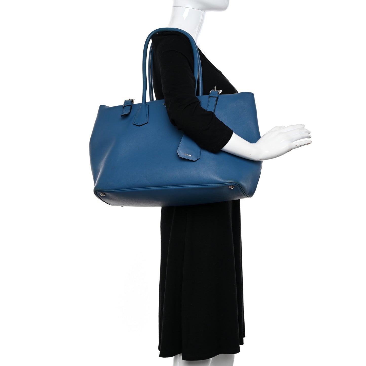 City Calf Buckle Tote Cobalto