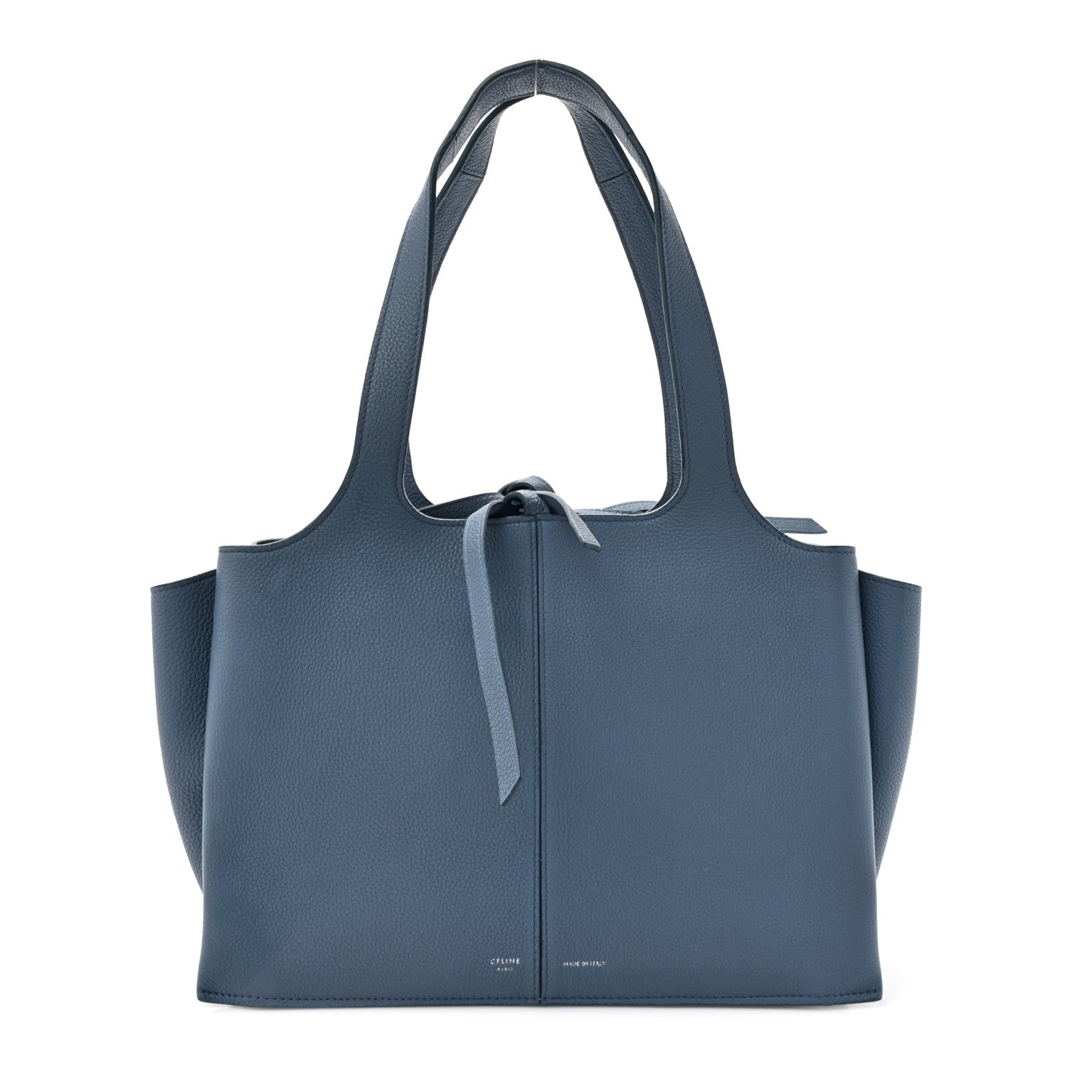 Celine Calfskin Small Tri-Fold Shoulder Bag Steel Blue 1532803