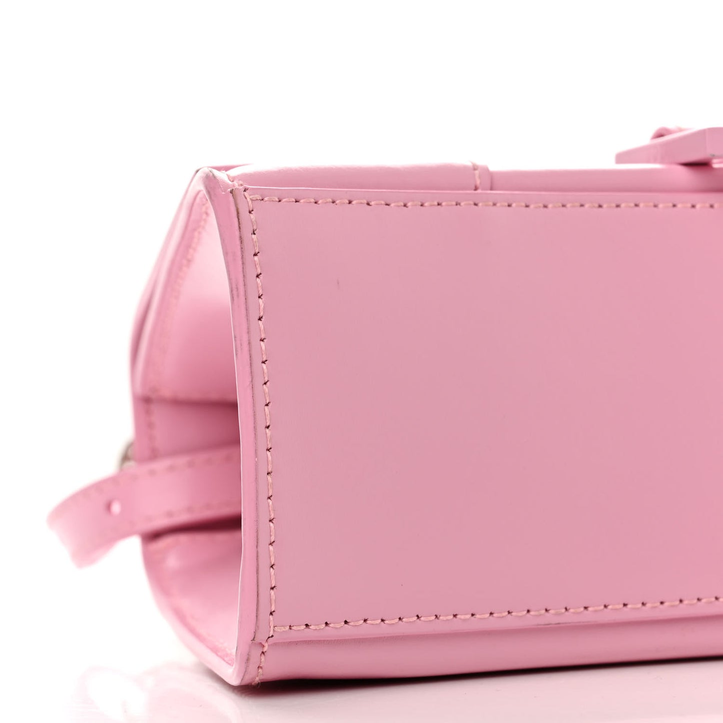 Shiny Box Calfskin Tonal B Hourglass Top Handle Bag XS Candy Pink