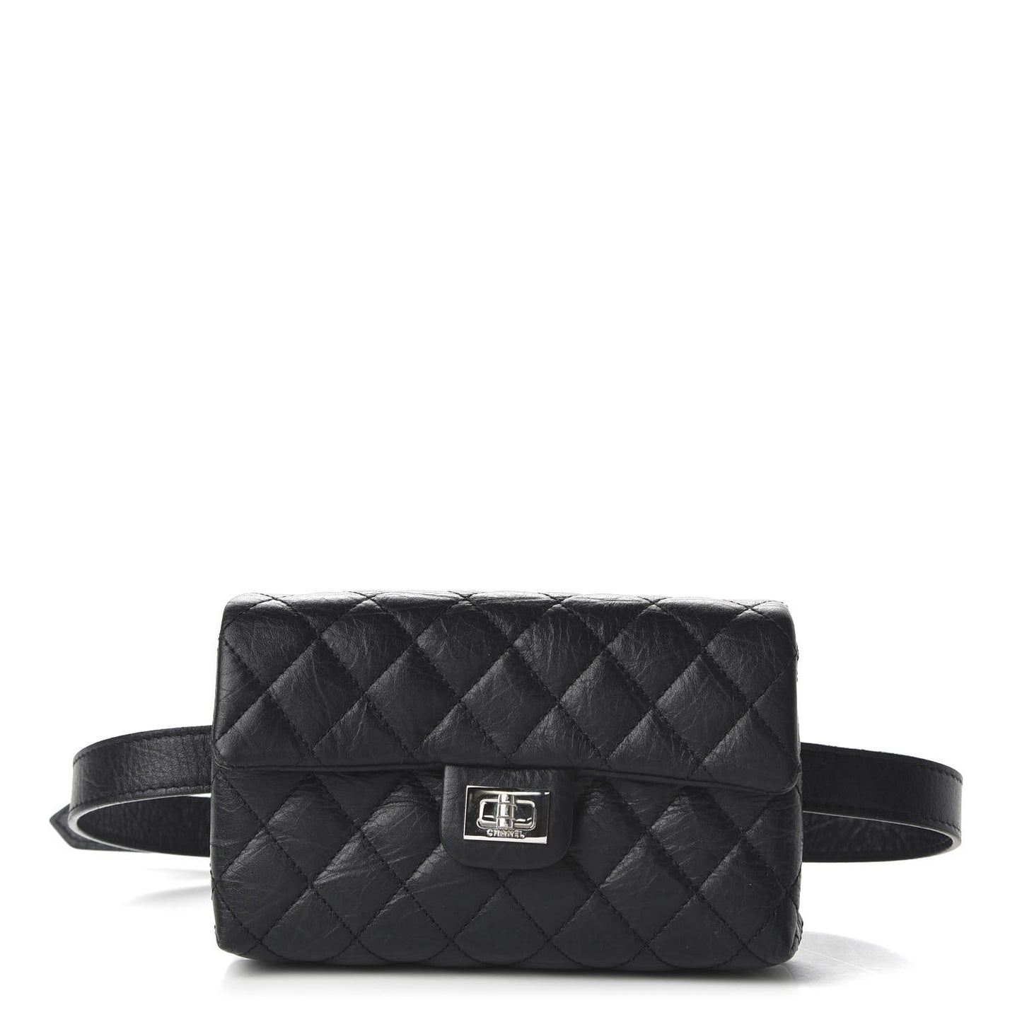Aged Calfskin Quilted 2.55 Reissue Flap Belt Bag Clutch Black