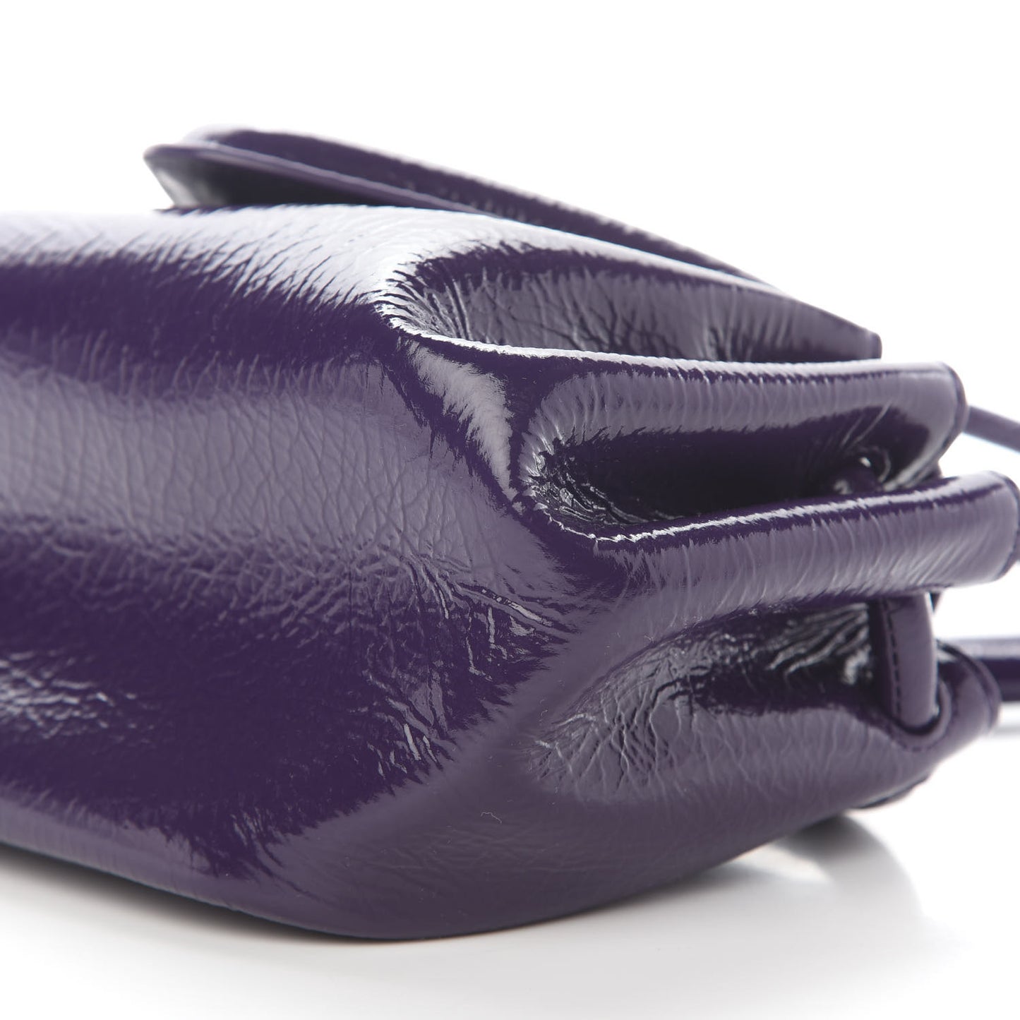 Patent Deerskin Small Beak Triangle Flap Shoulder Bag Raisin