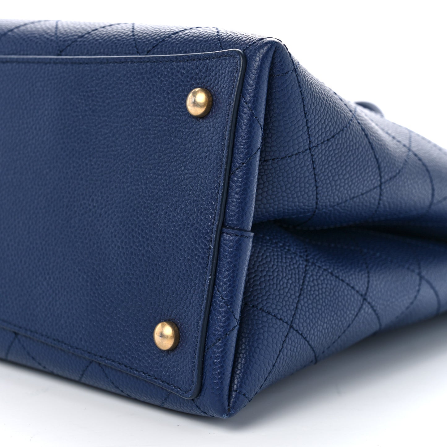 Caviar Stitched Large Shopping Tote Bag Blue