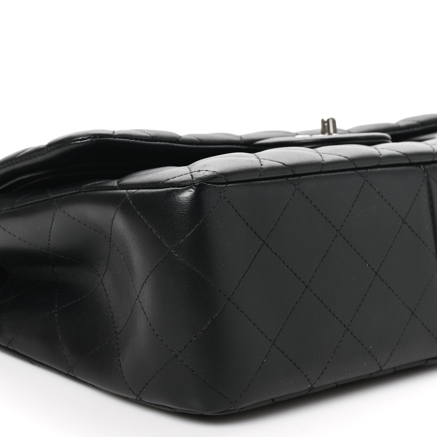 Lambskin Quilted Jumbo Double Flap Black