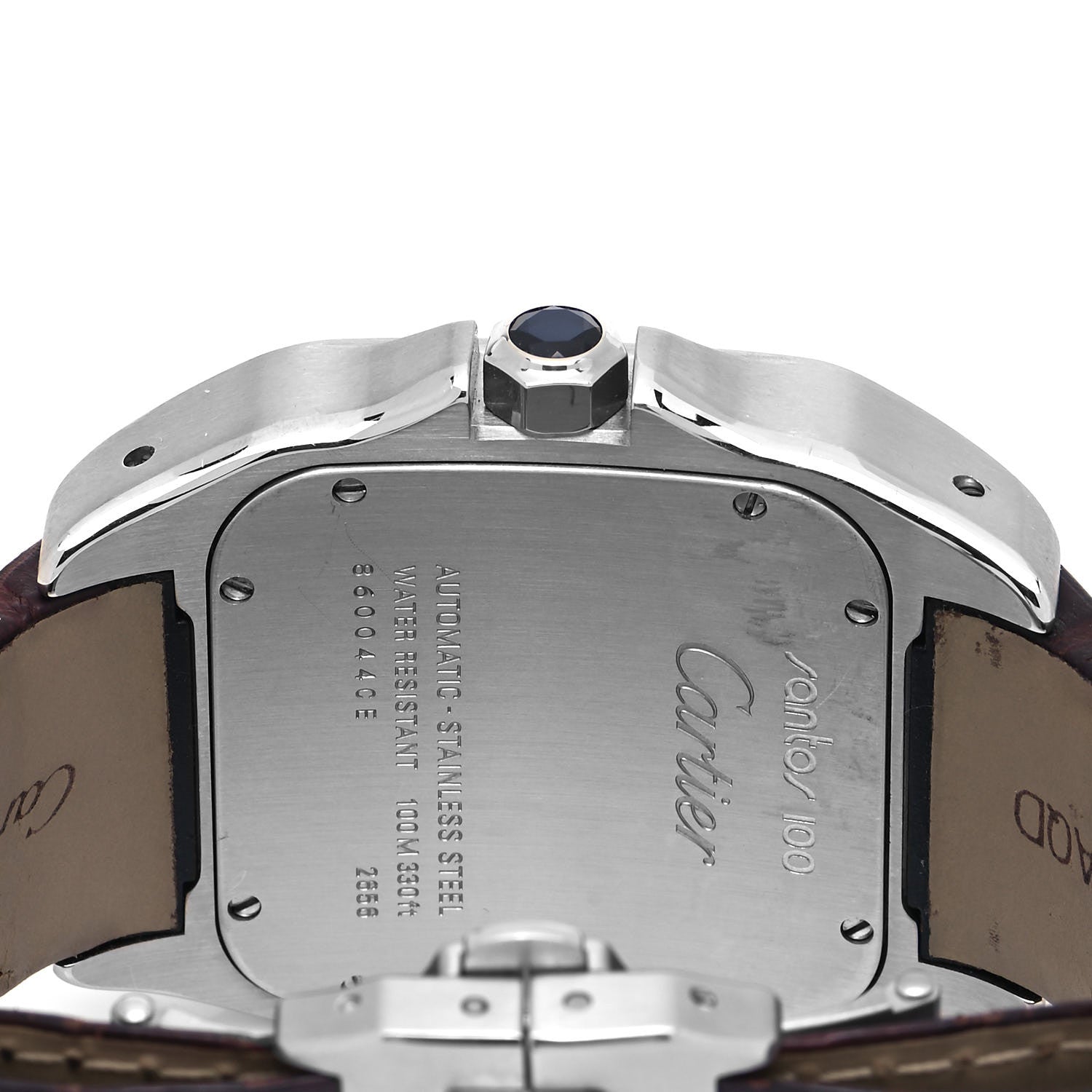 Cartier Stainless Steel Alligator 38mm Santos 100 Automatic Watch Brown 4 of 4