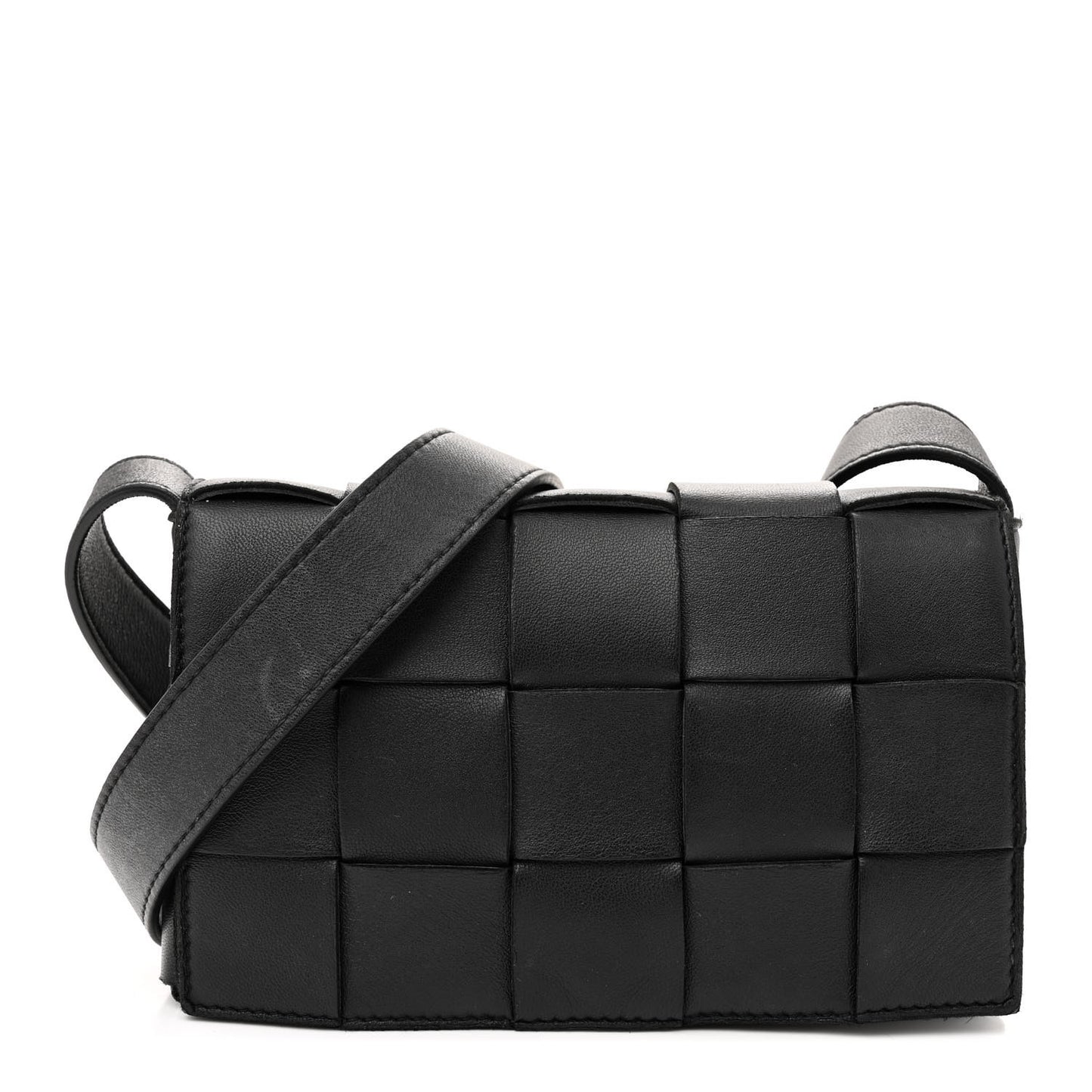 Lambskin Maxi Intrecciato Cassette Crossbody Bag Black