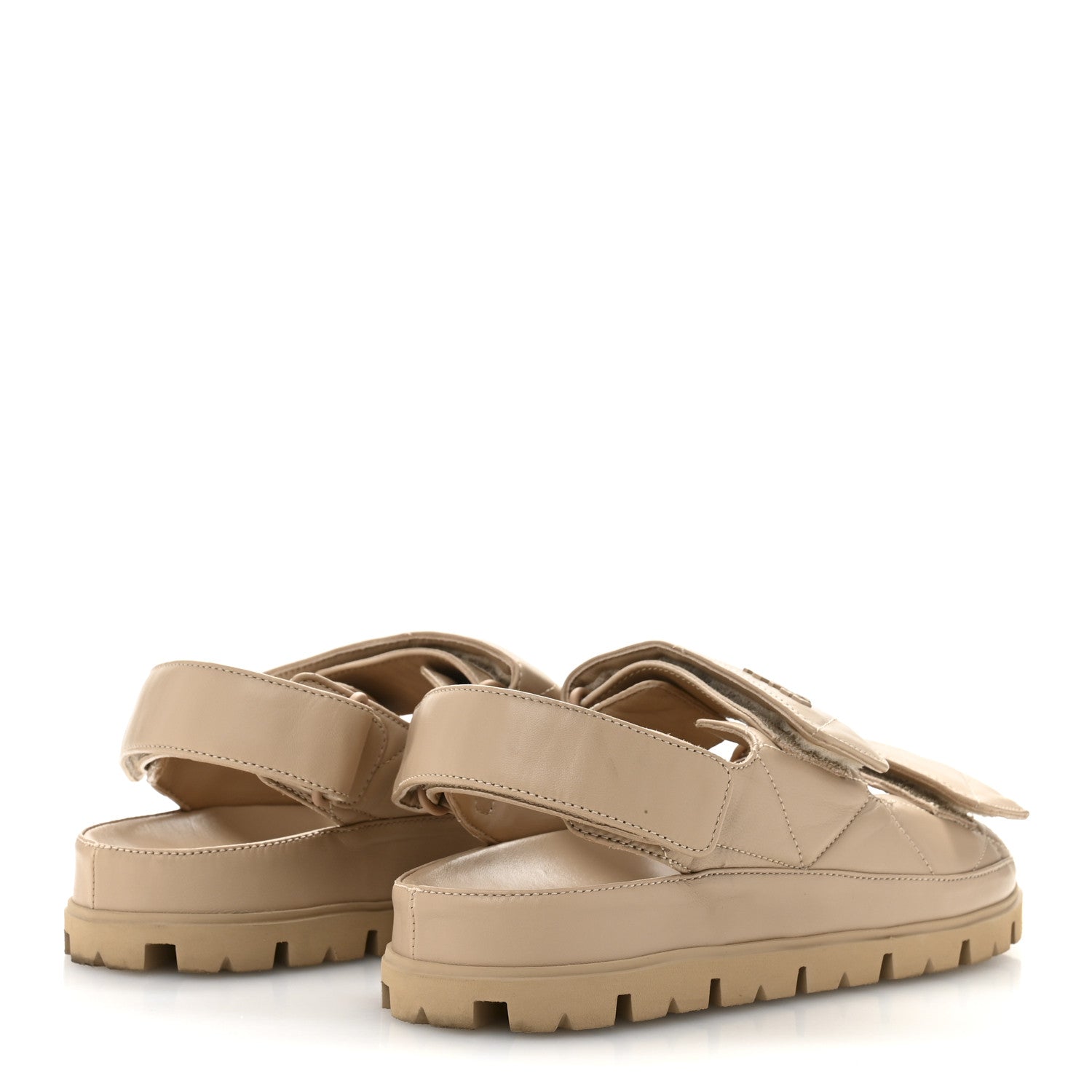 Prada Nappa Quilted Padded Slingback Sandals 37.5 Sabbia 5 of 8