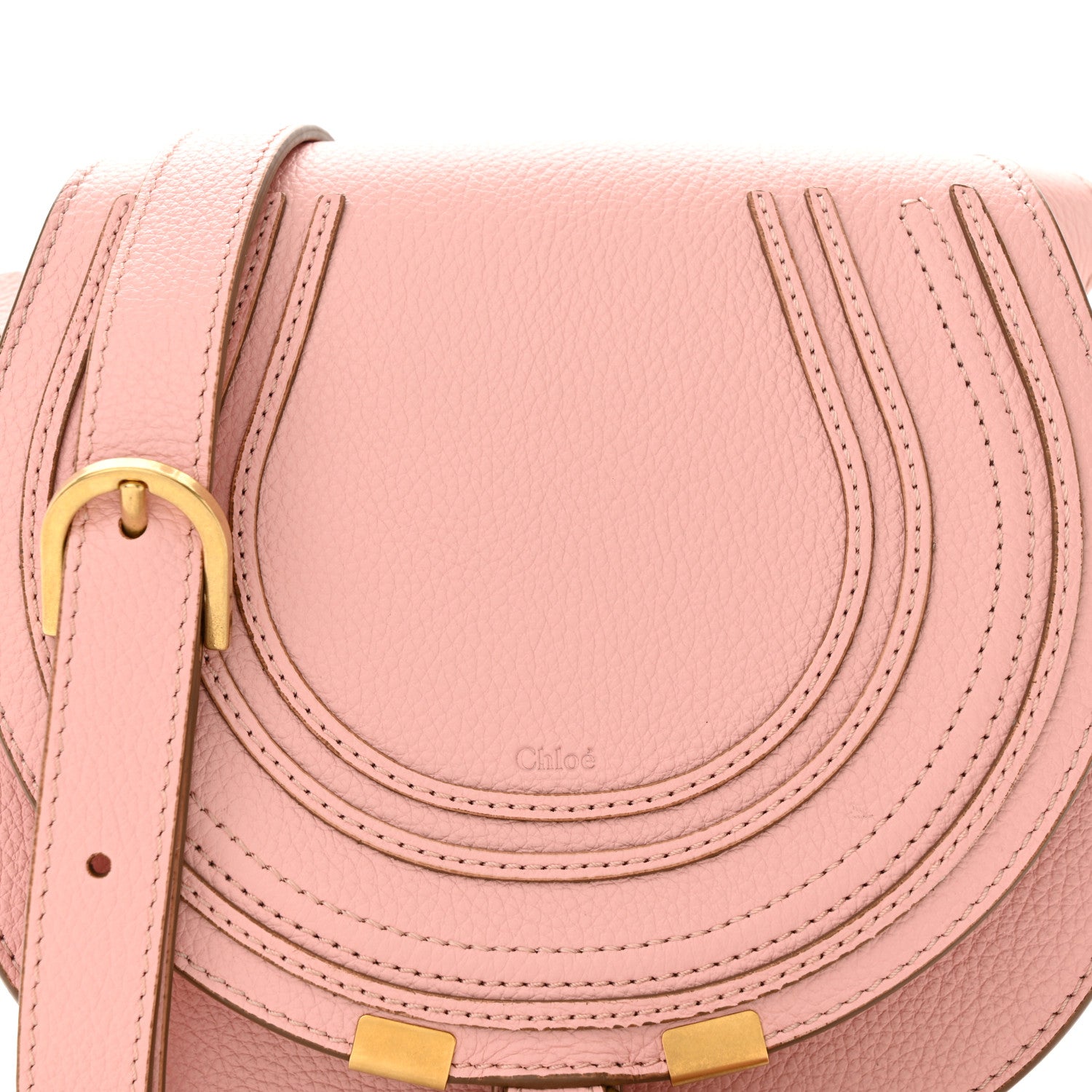 Chloe Grained Calfskin Small Marcie Saddle Bag Blossom Pink 7 of 9