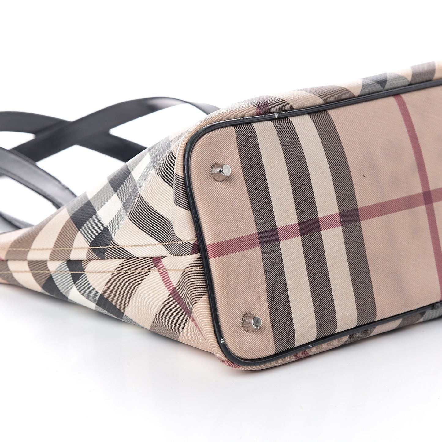 Patent Trim Nova Check Shopper Tote Black
