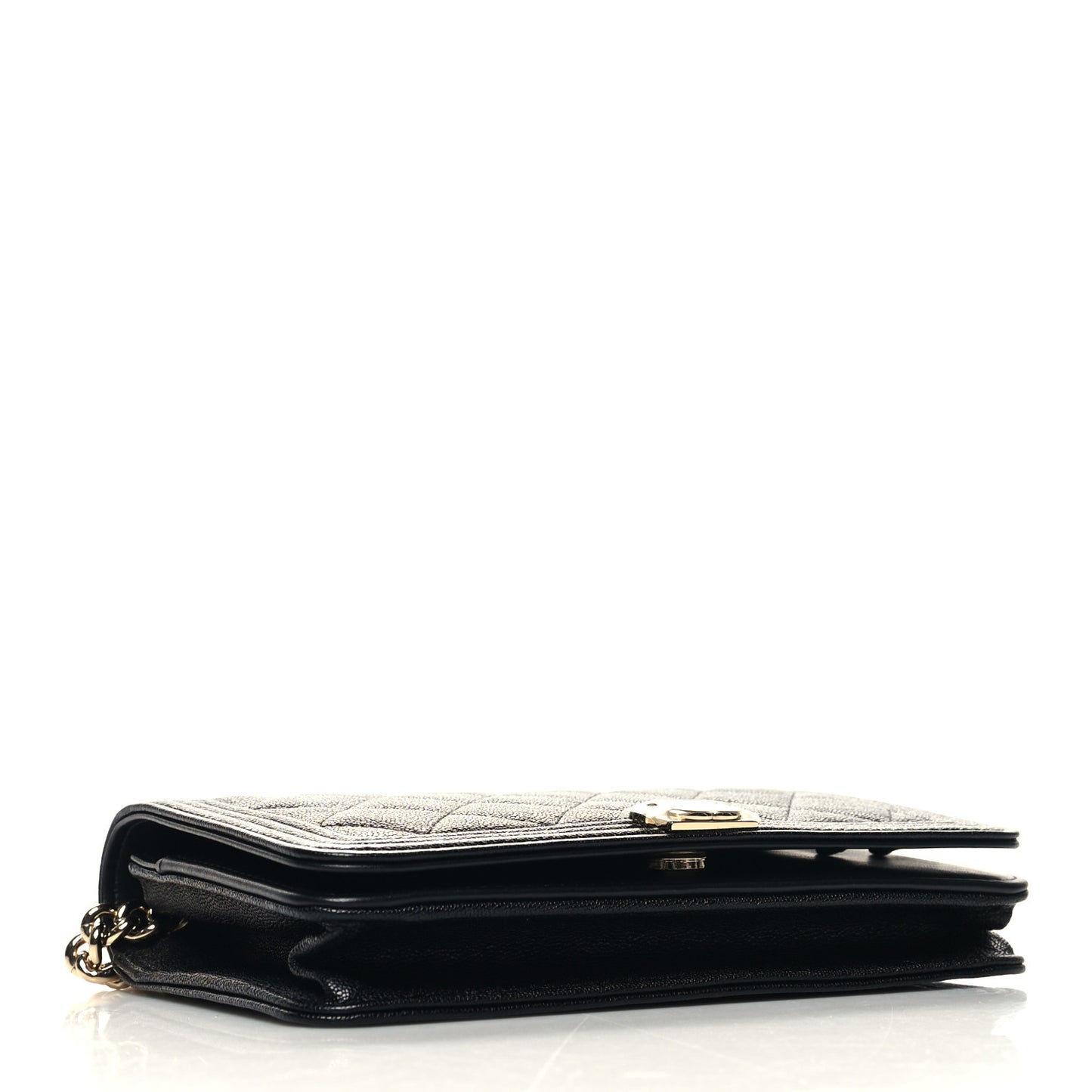 Caviar Quilted Boy Wallet On Chain WOC Black