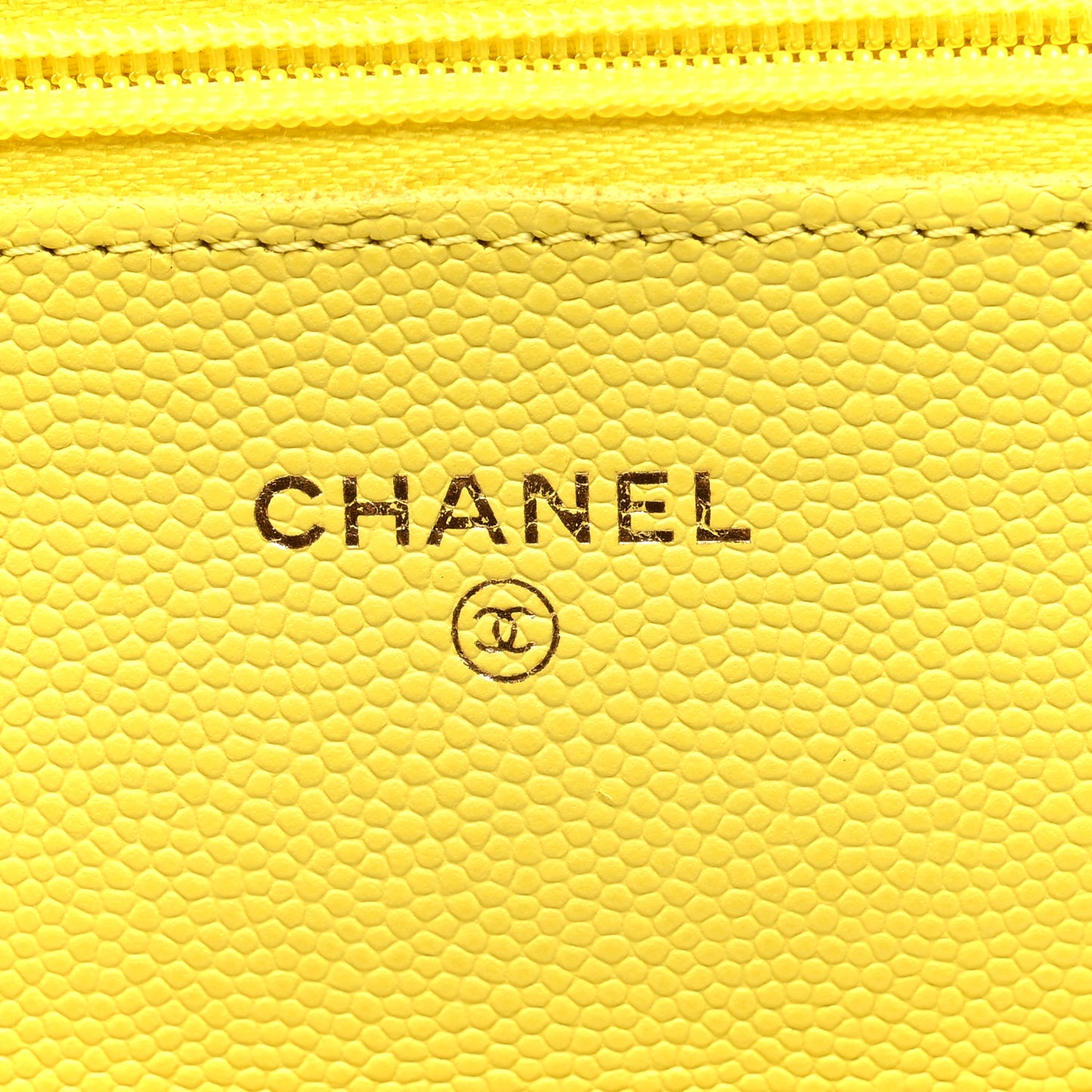 Caviar Quilted Wallet on Chain WOC Yellow