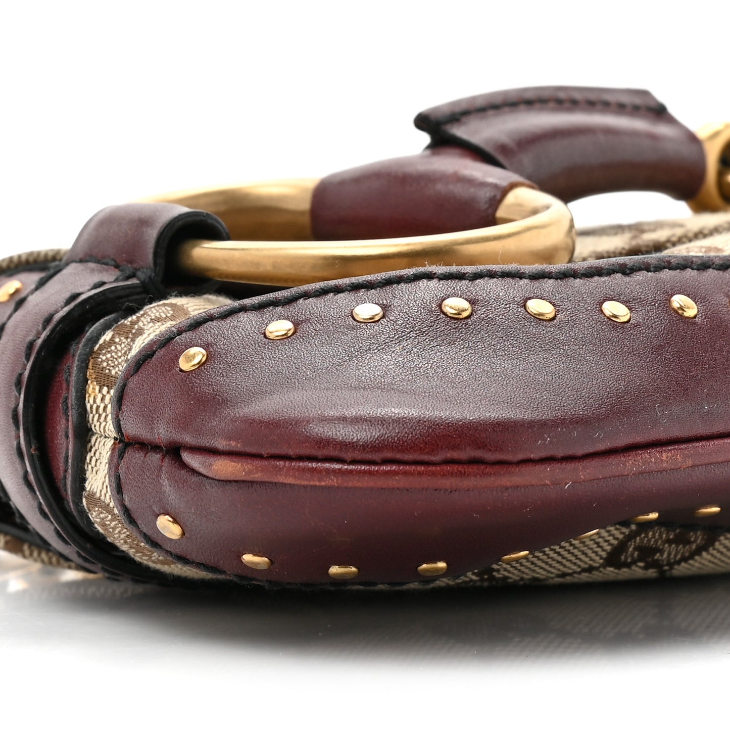 Monogram Studded Horsebit Clutch Bordeaux