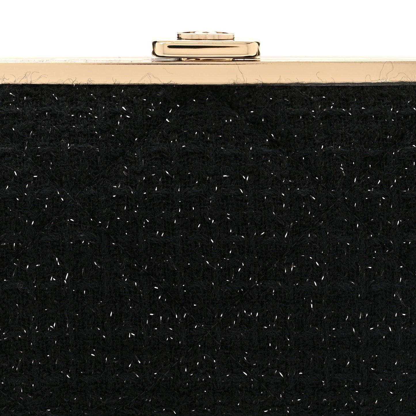 Tweed Quilted Kiss Lock Clutch Black