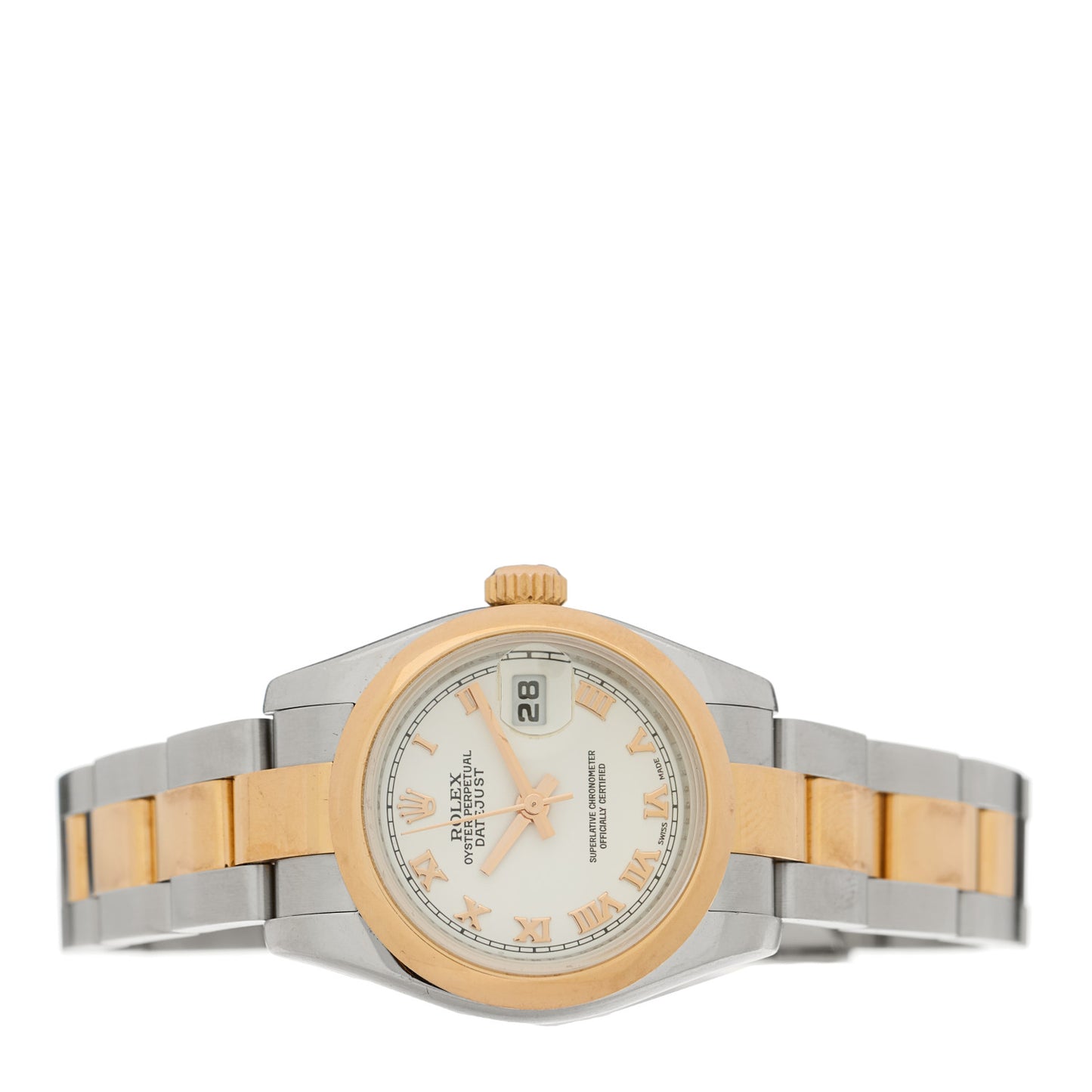 Stainless Steel 18K Everose Gold 26mm Oyster Perpetual Datejust Watch White Roman 179161