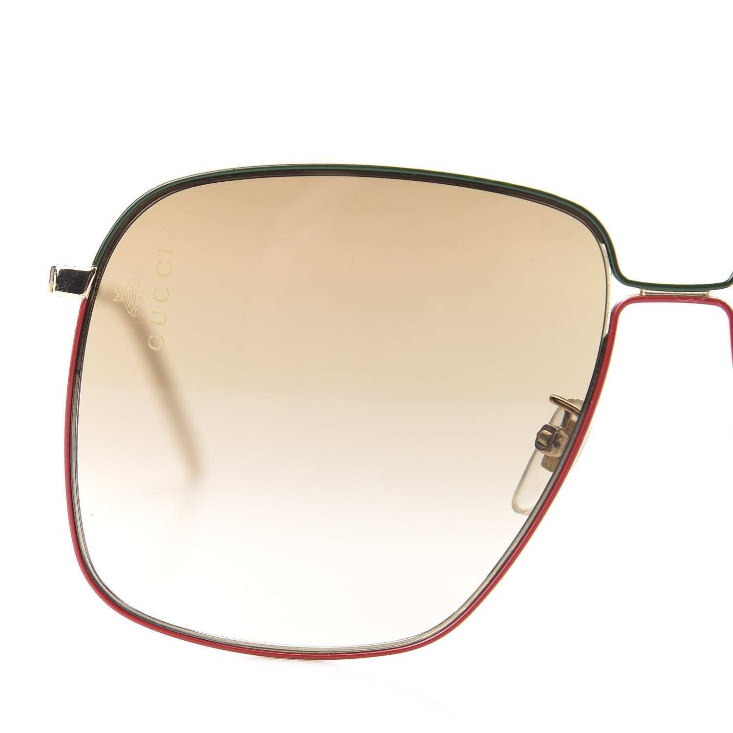 Gucci Web Rectangular Frame Interlocking G Sunglasses GG0394S Green Red 7 of 8