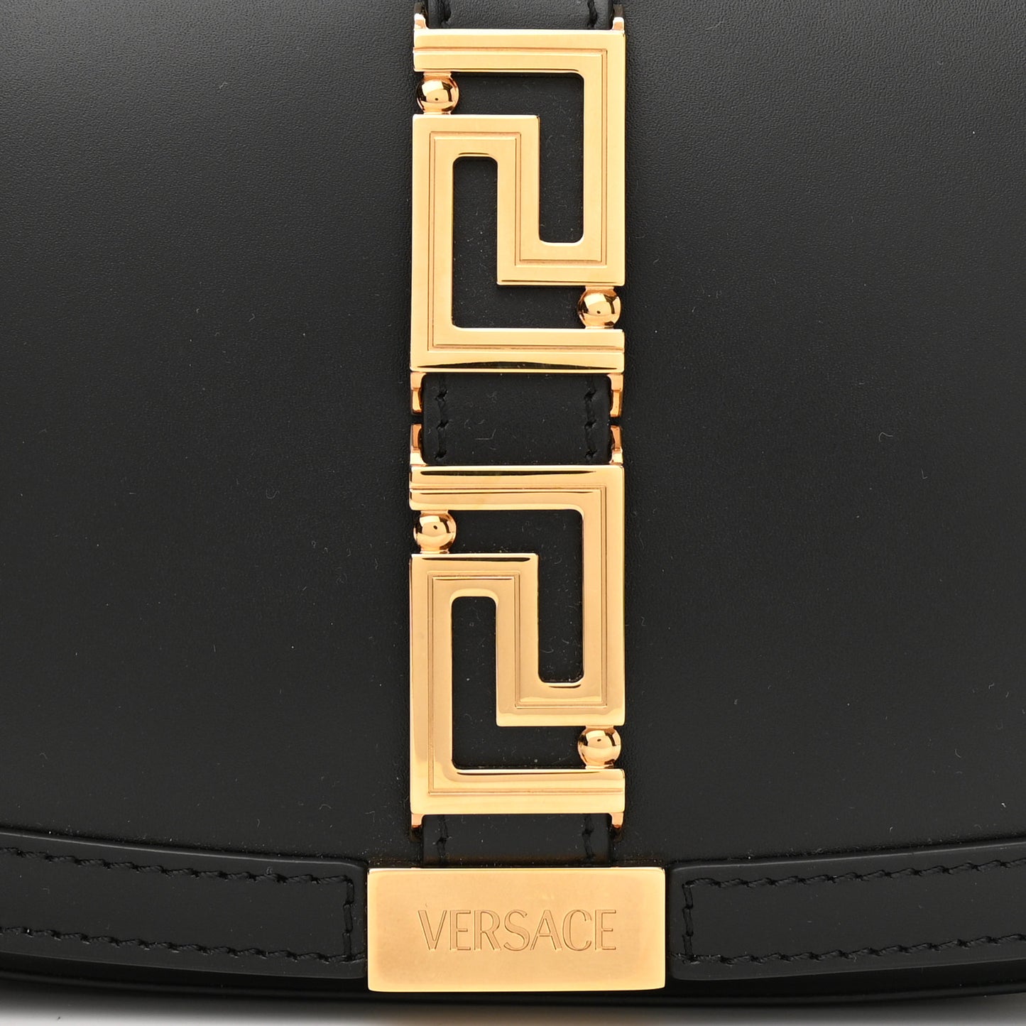 Calfskin Medium Greca Goddess Shoulder Bag Black