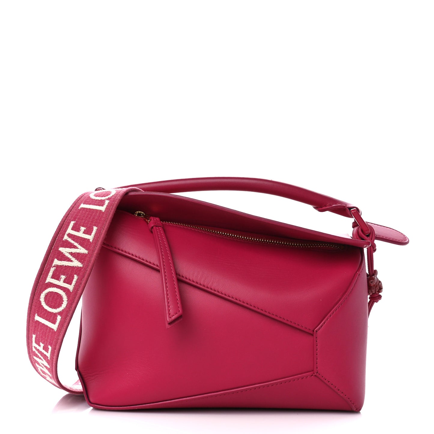 Satin Calfskin Monochrome Small Puzzle Edge Bag Ruby Red Glaze