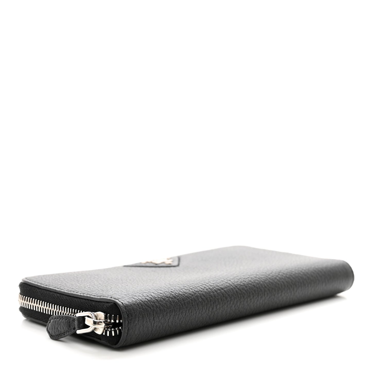 Vitello Daino Triangle Zip Around Wallet Black