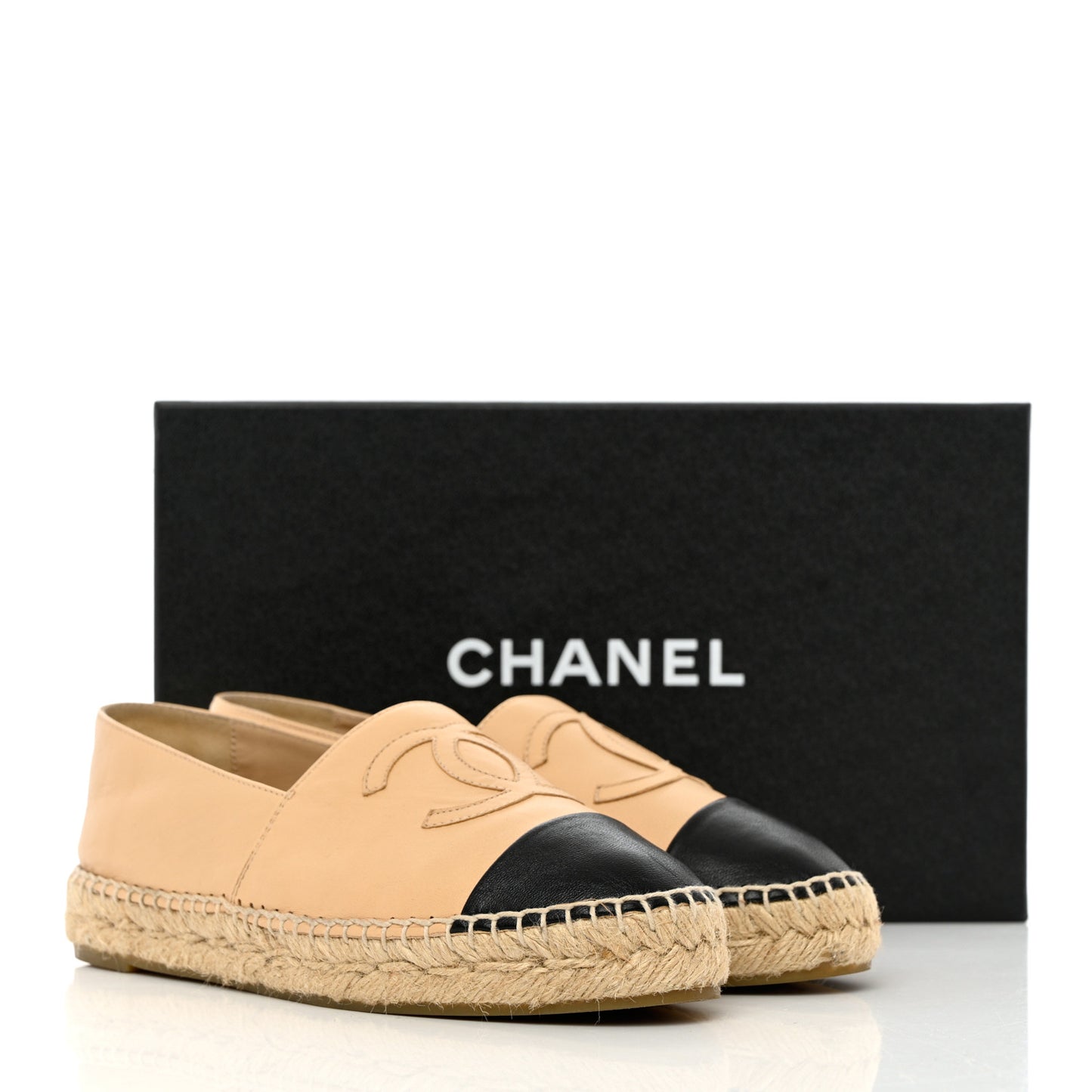 Lambskin CC Espadrilles 36 Beige Black