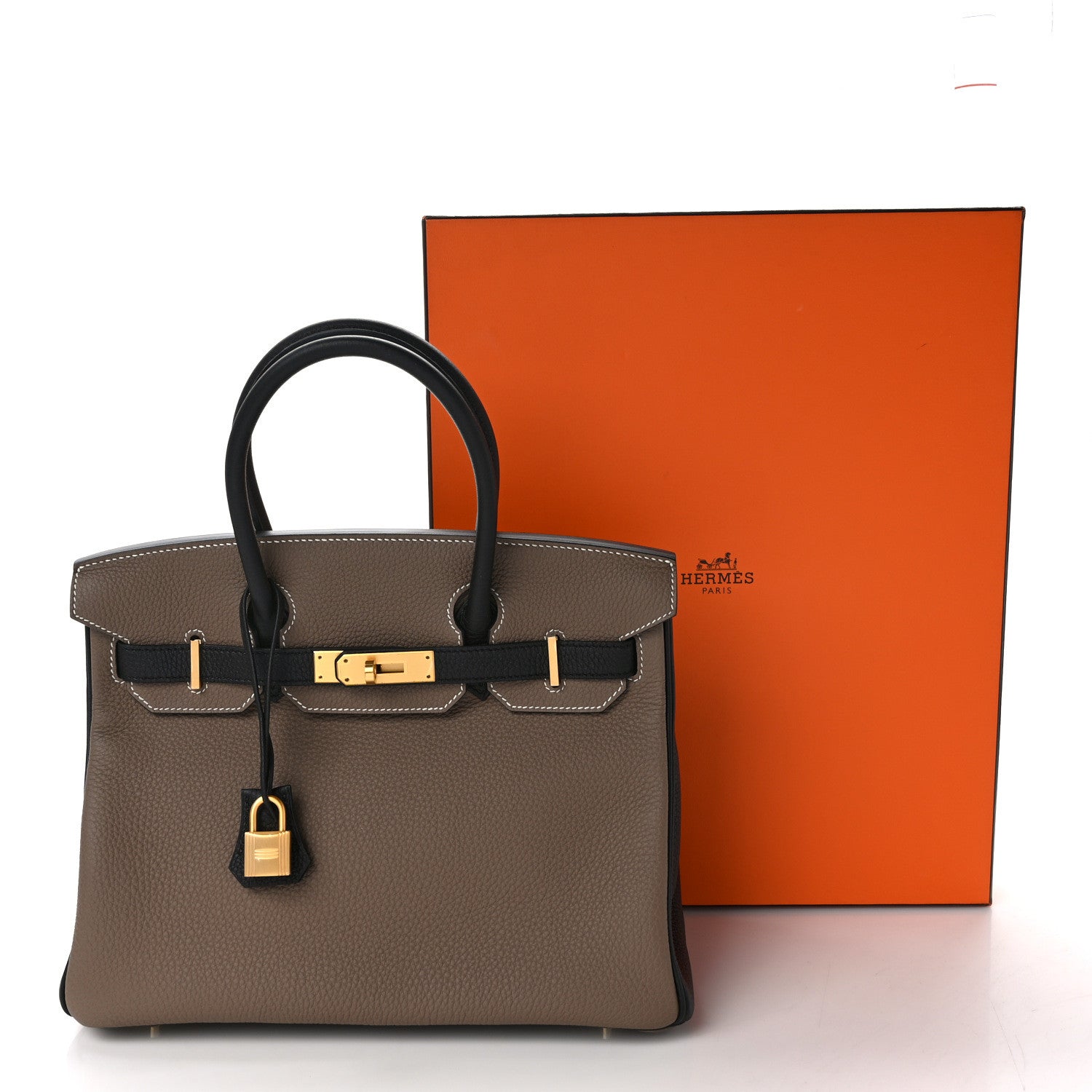 Hermes Togo Horseshoe Birkin 30 Black Etoupe 11 of 11