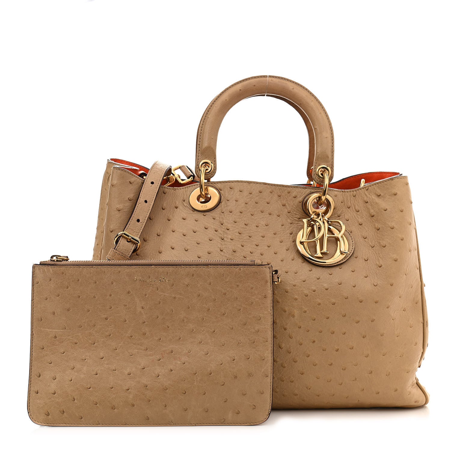 Christian Dior Ostrich Large Diorissimo Tote Beige 1 of 15