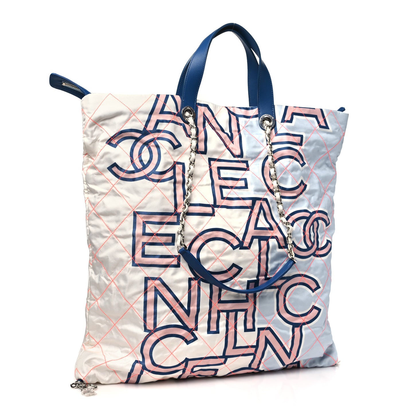 Nylon Stitched Printed Logo Shopping Bag Multicolor