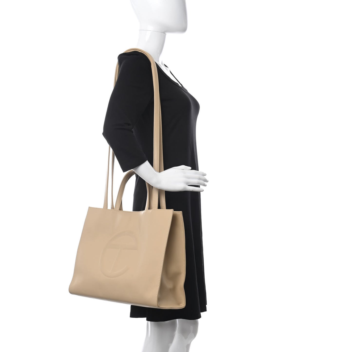 Vegan Leather Medium Shopping Bag Cream