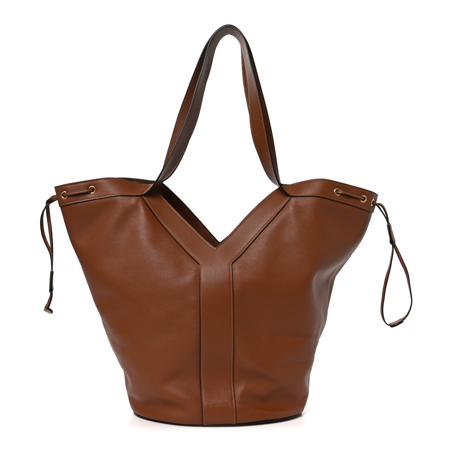 Saint Laurent Santorini Lux Calfskin Y Drawstring Tote Brick