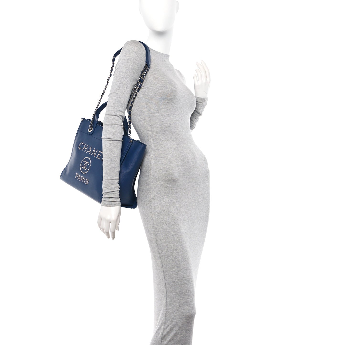 Caviar Small Studded Deauville Tote Navy