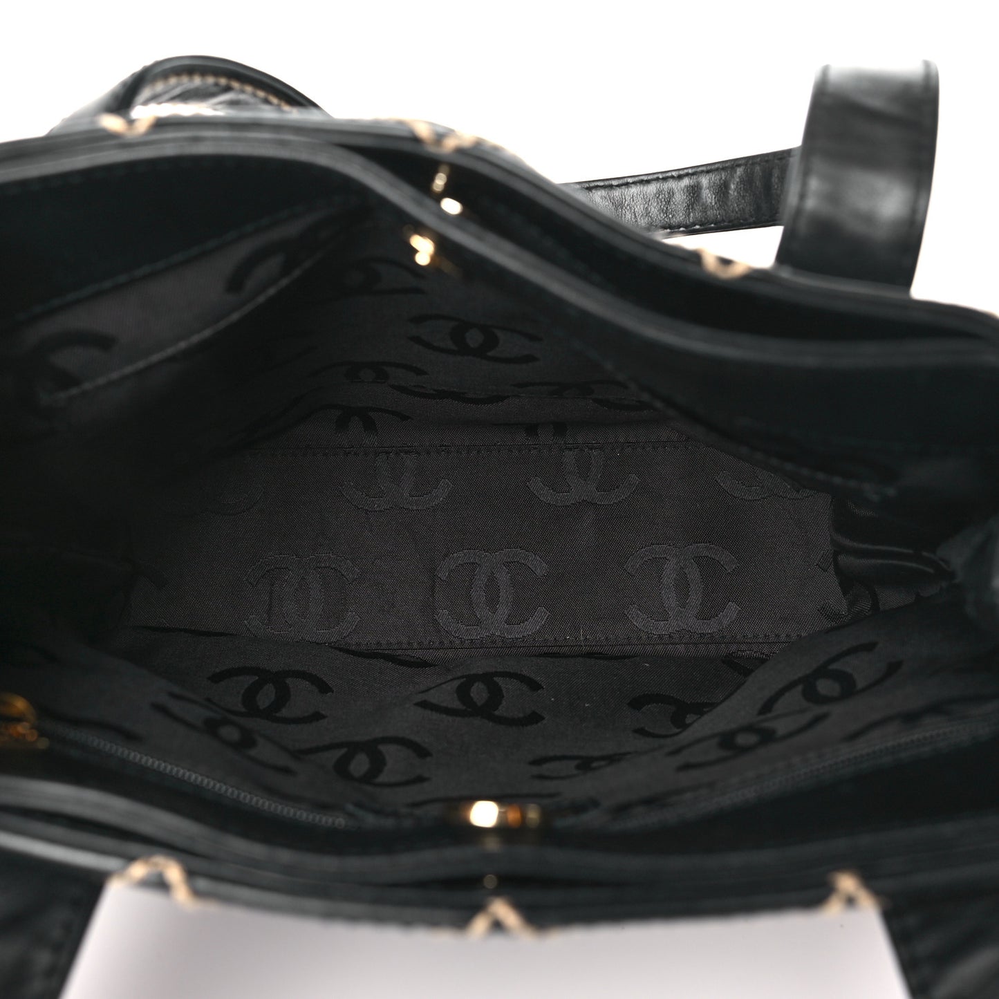 Calfskin Stitch Small Surpique Tote Black