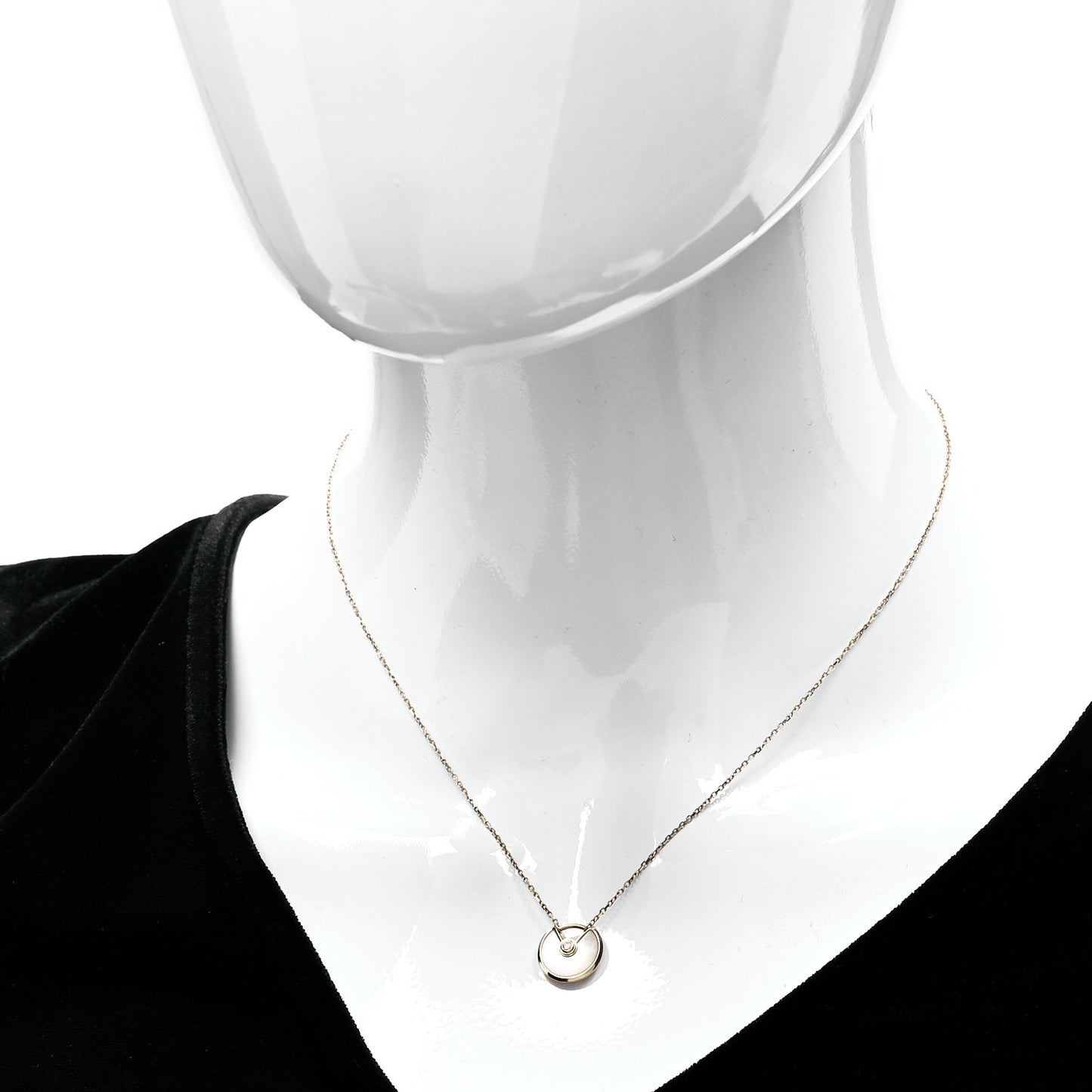 18K Yellow Gold Diamond Mother of Pearl XS Amulette de Cartier Pendant Necklace