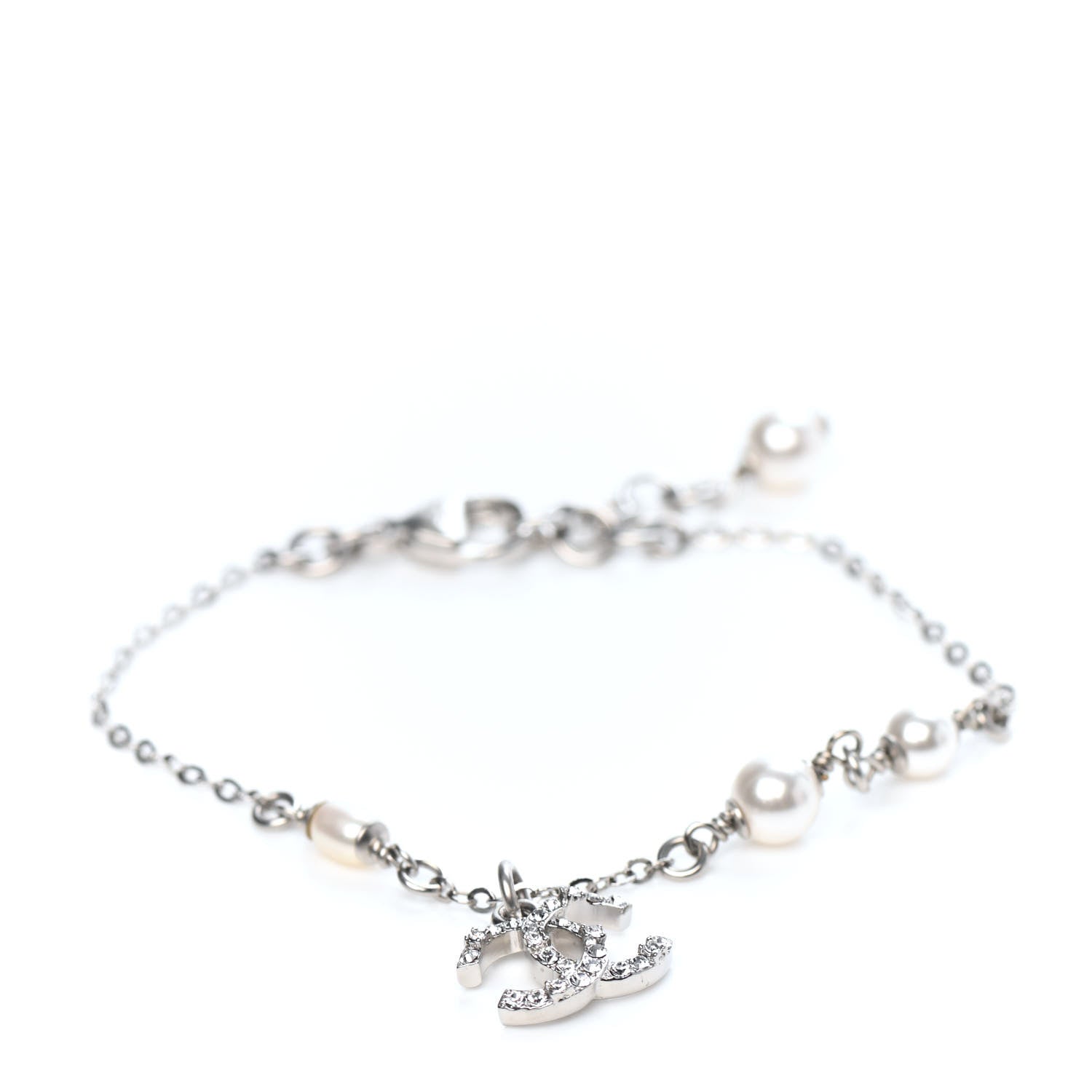 Chanel Pearl Crystal CC Bracelet Silver 798733 – FASHIONPHILE