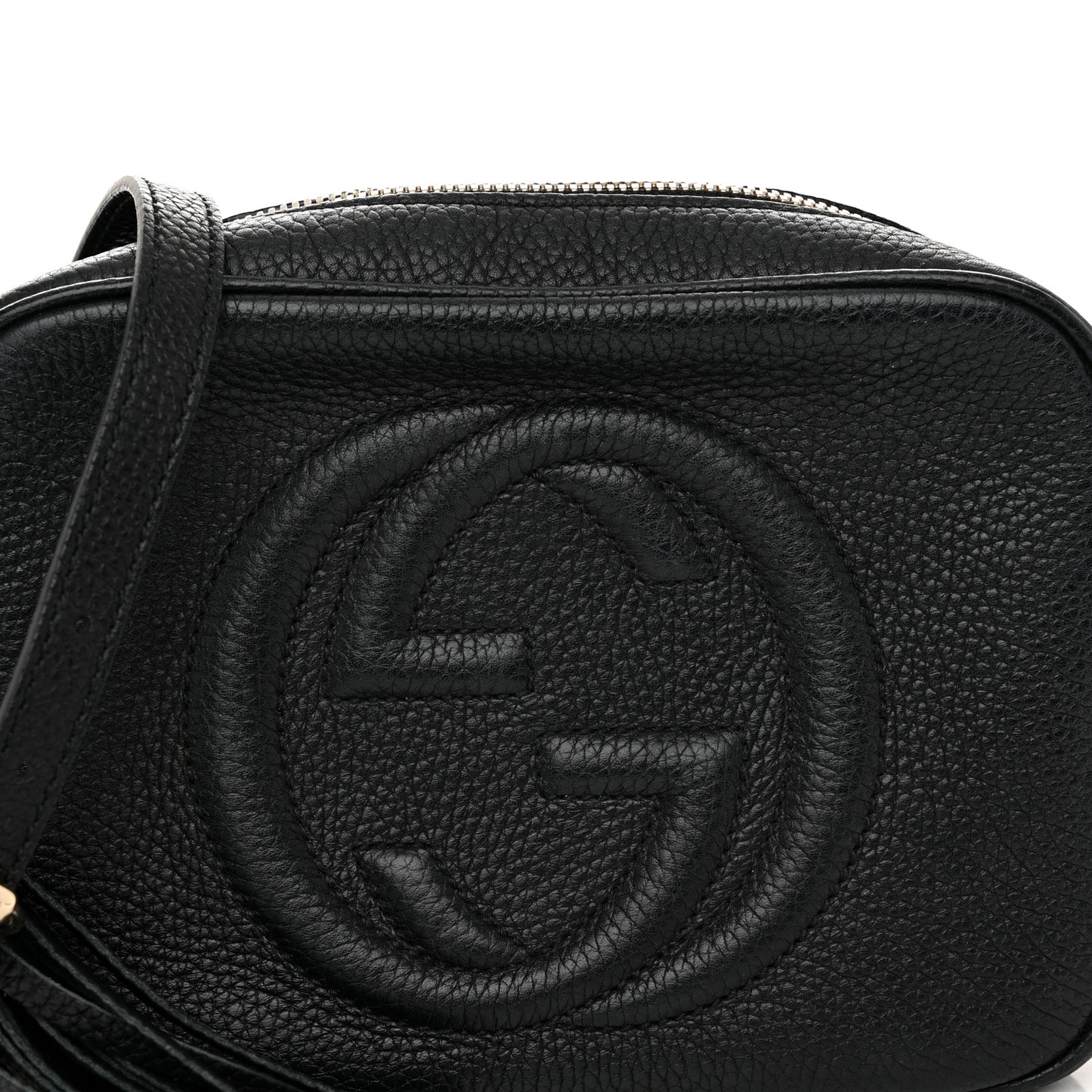Pebbled Calfskin Small Soho Disco Bag Black