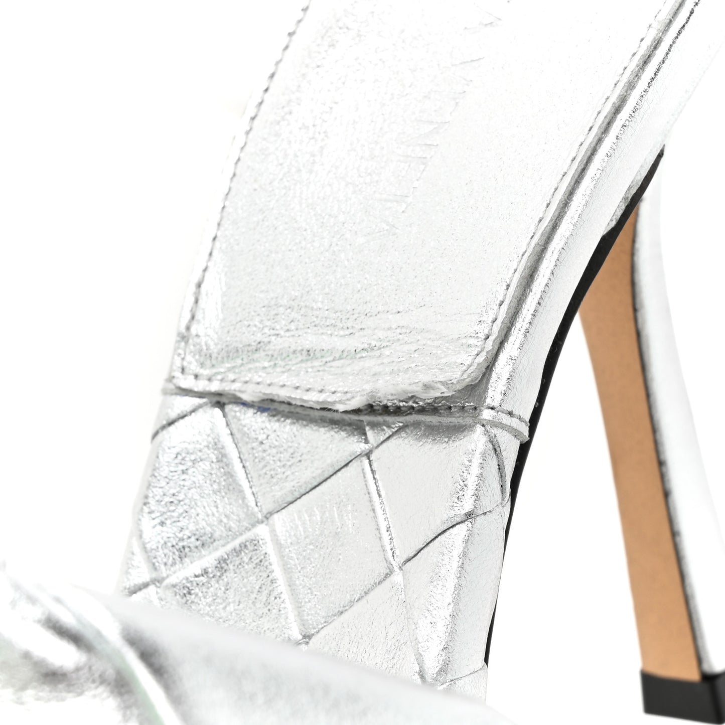 Laser Nappa Maxi Intrecciato Lido 90mm Mule Sandals 38 Silver