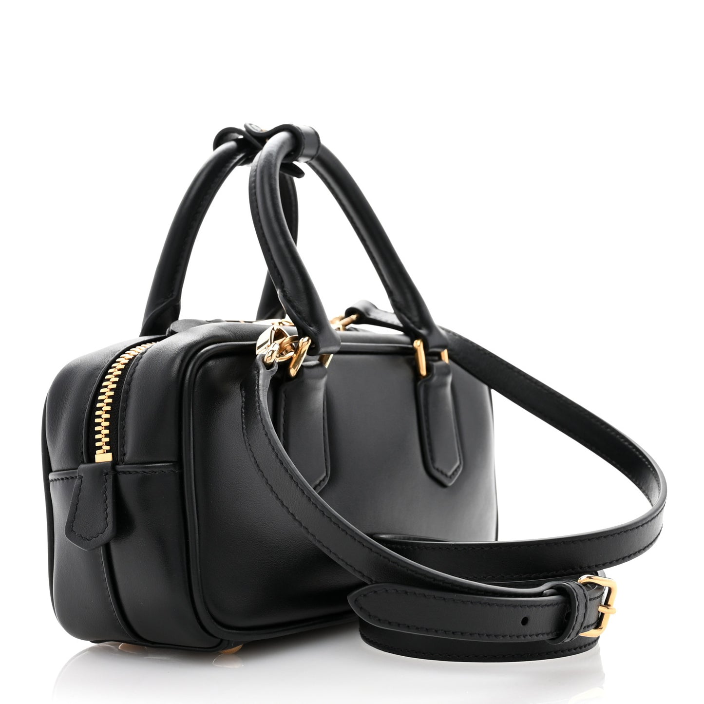 Calfskin Mini Arcadie Top Handle Bag Black