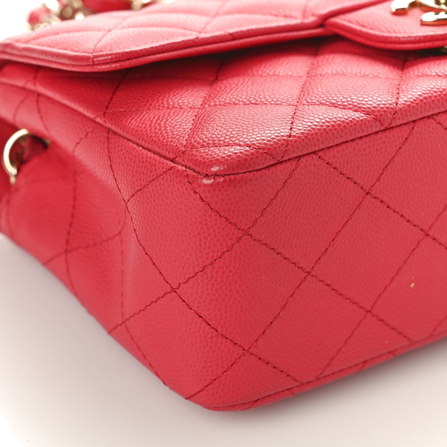 Caviar Quilted Mini Rectangular Flap Dark Pink