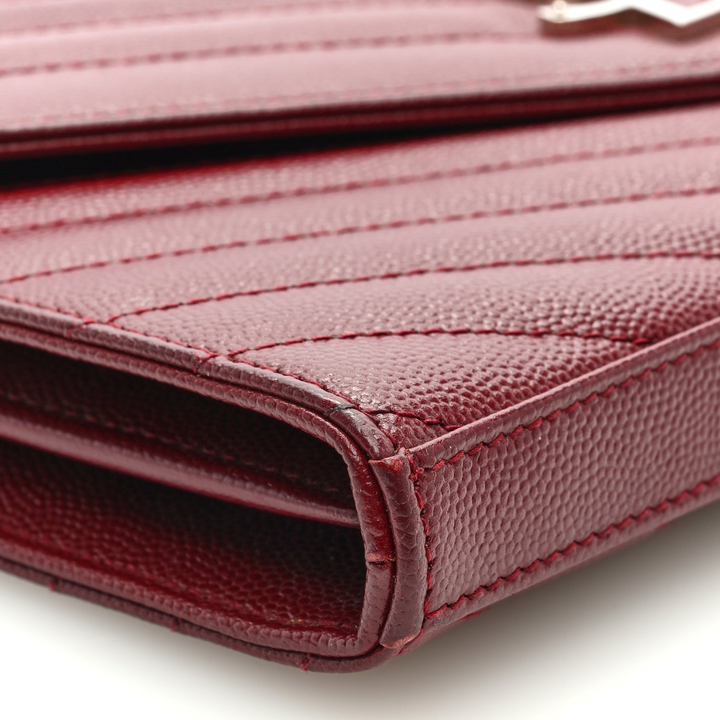 Grain De Poudre Matelasse Chevron Monogram Chain Wallet Palissandre