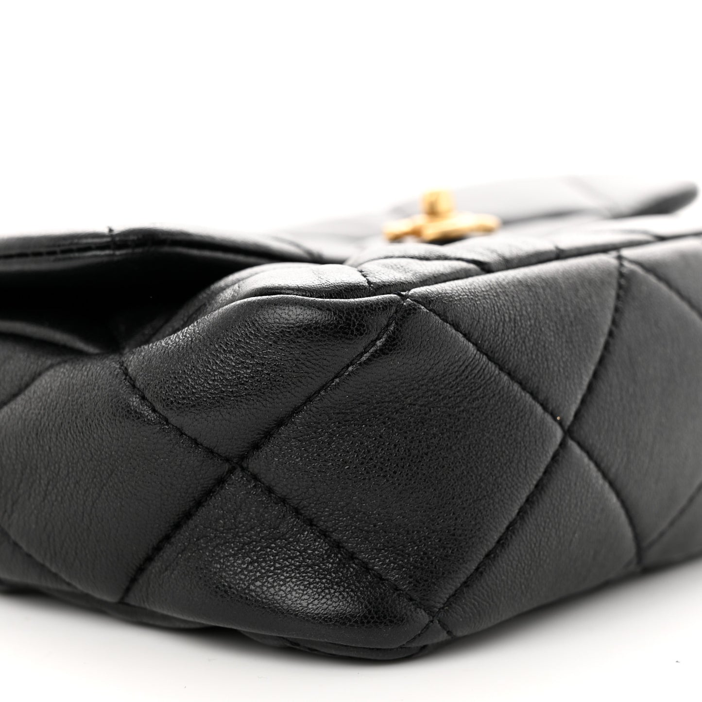 Lambskin Plexiglass Quilted Coco Love Flap Black