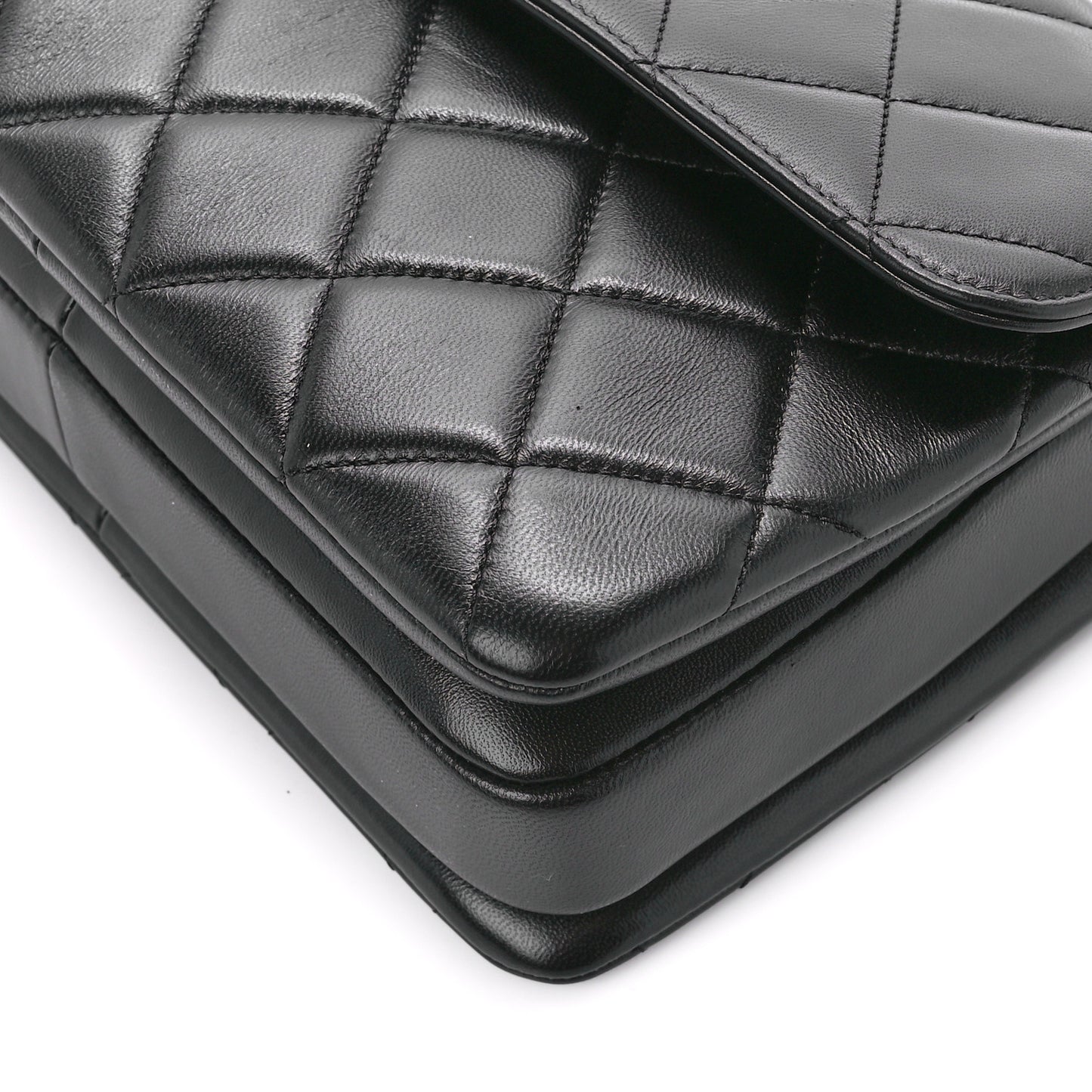 Lambskin Quilted Small Trendy CC Dual Handle Flap Bag Black